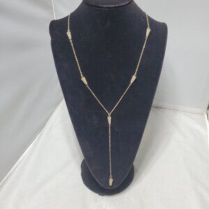 Banana Republic fine gold chain with small,  pave-set, clear stones Y necklace